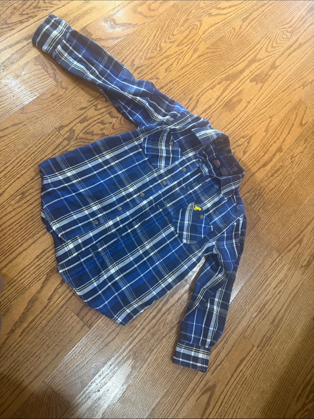 Blue Plaid Button-Front Kids Shirt